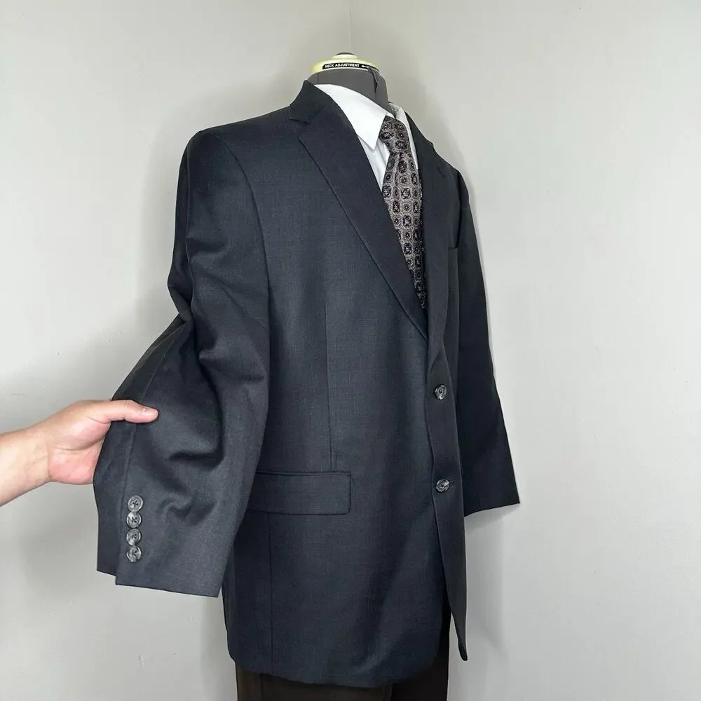 44R Blazer Gray Wool 2 Button Mens 2XL 48